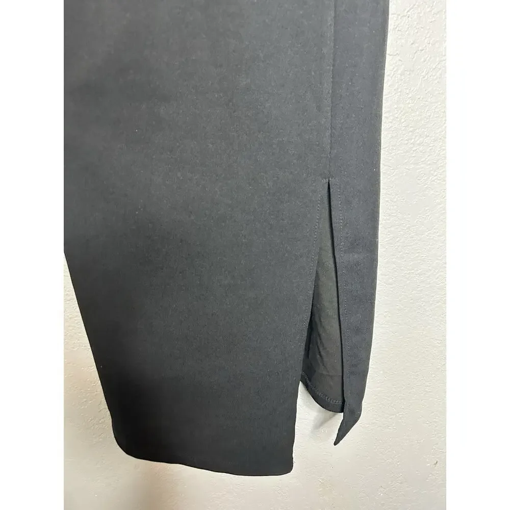 Lulus Shape the Night Black LBD Asymmetrical‎ Midi Dress Bodycon Sleeveless XL